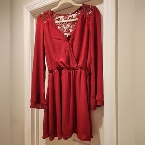 Gb rust red orange bell sleeve dress Size large